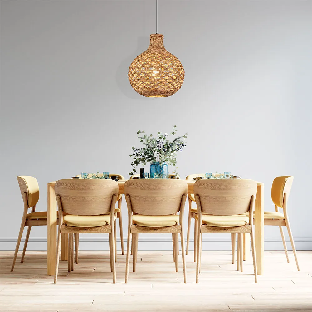 Suspension décorative 1xE27 23W IP20 – Design Rotin naturel – Image 2