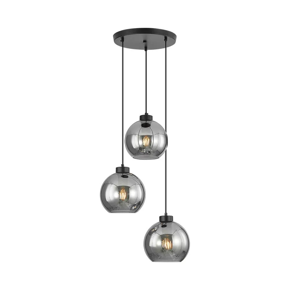 Suspension décorative 3xE27 23W – Verre fumé